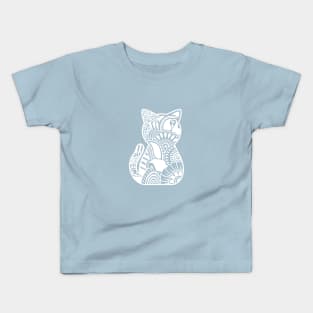 Cat zentangle Black and White Kids T-Shirt